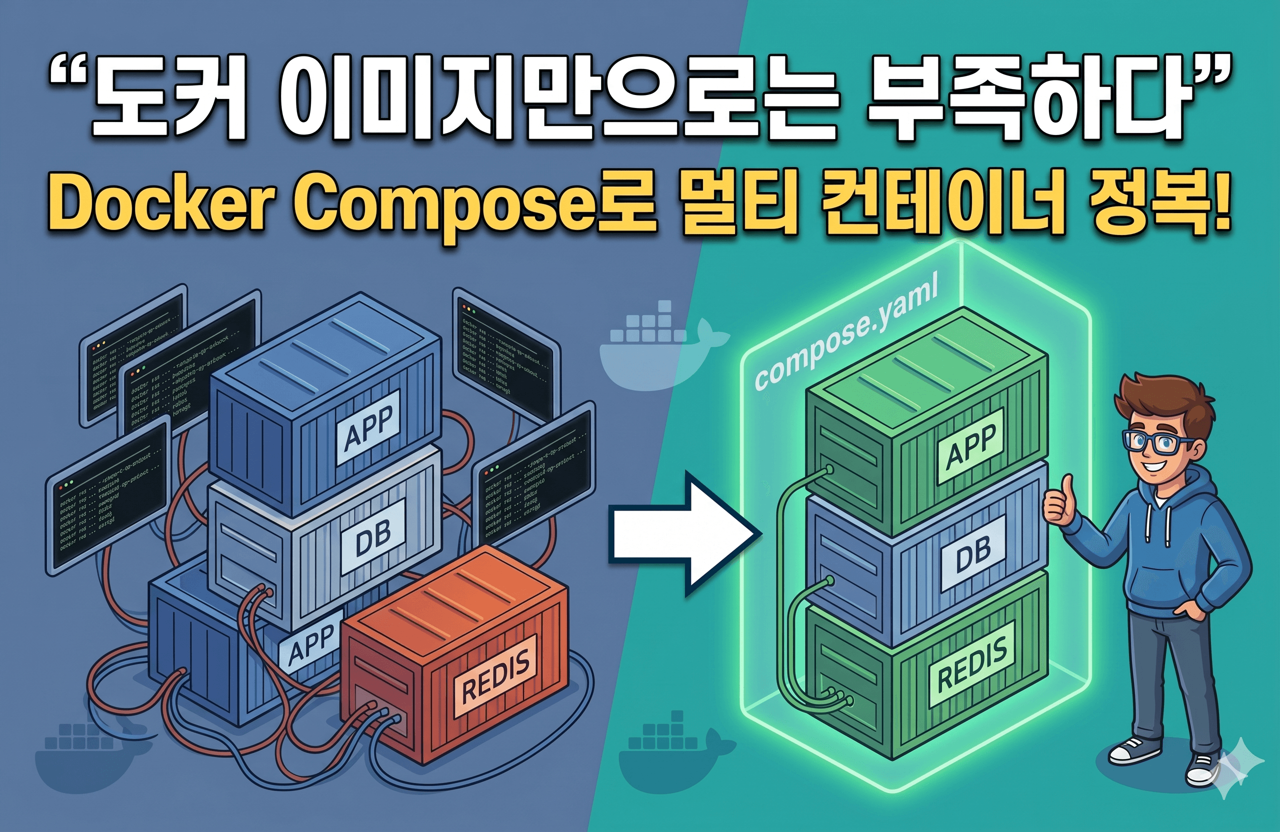 "도커 이미지만으로는 부족하다" - Docker Compose로 멀티 컨테이너 다루기