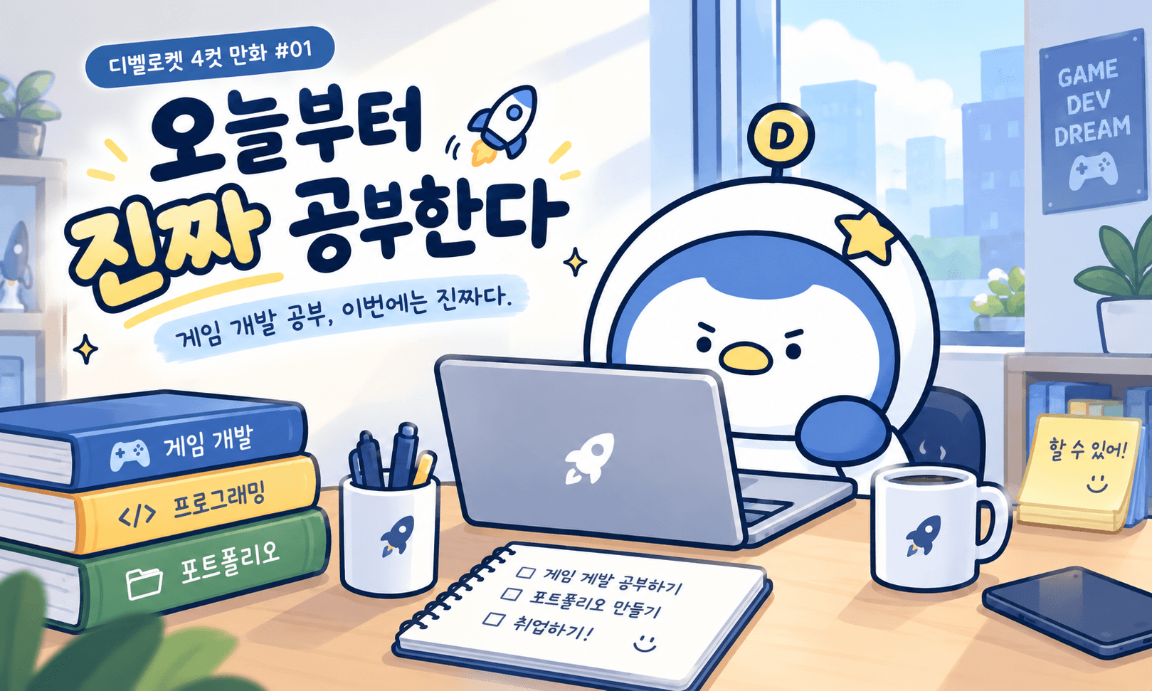 오늘부터 진짜 공부한다🚀 (feat 4컷 만화)